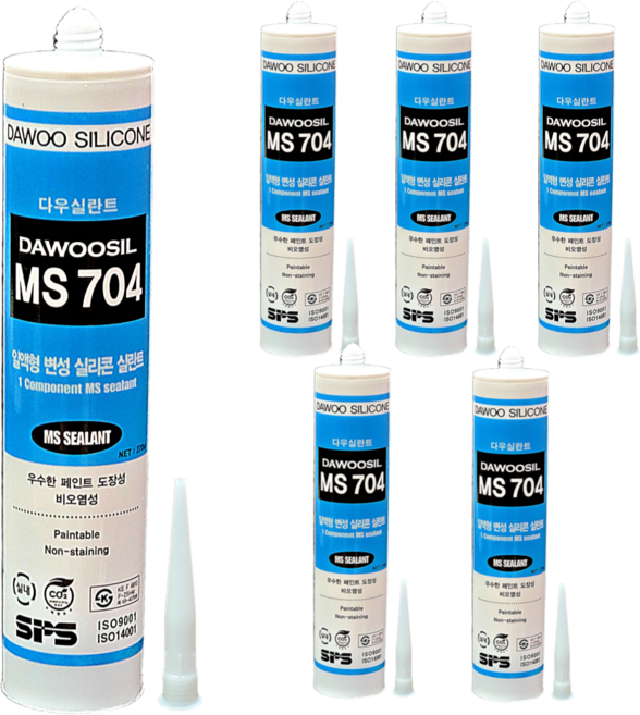 퀵마켓 방수 변성 실리콘+외부용+크랙보수 비오염 MS (노즐 포함) 회색, 6개