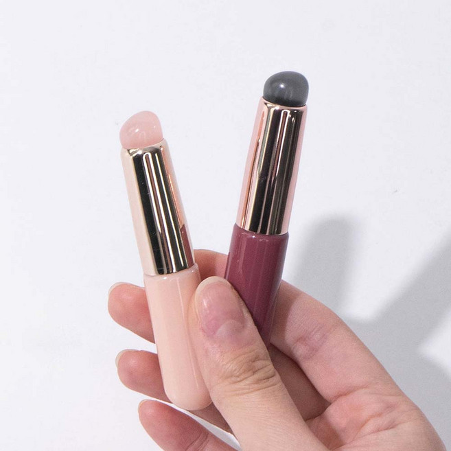 실리콘 립 브러쉬 휴대용 입술 스머지 핑거팁 립솔 스틱, 01누디, 1개