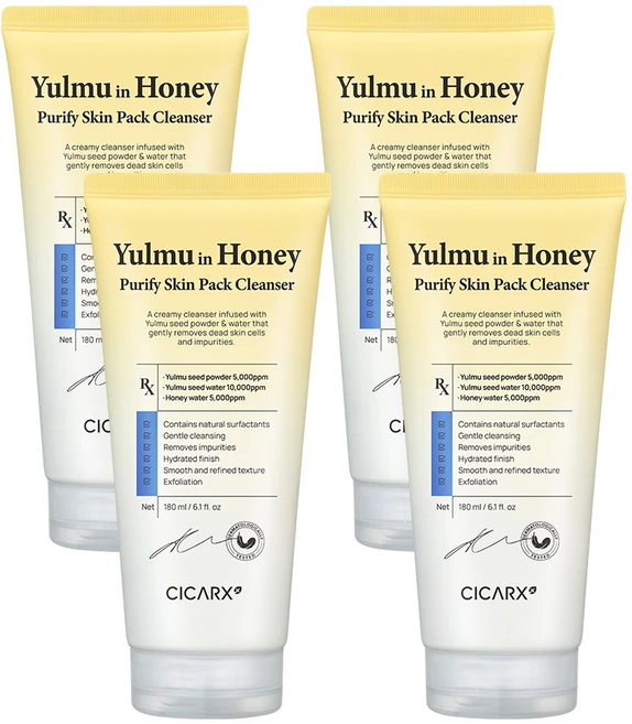 시카알엑스 율무인허니 퓨리파이 스킨팩 클렌저 국내산 율무 클렌징폼 오돌토돌 요철 스크럽 각질제거 모공수개선 대용량, 4개, 180ml - 쿠팡