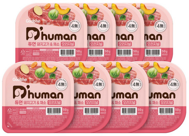 듀먼 강아지 저칼로리 자연화식 50g 8팩, 돼지&채소 오리지널, 8개