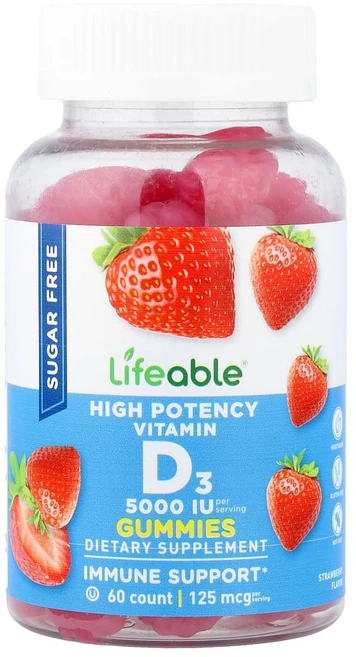 아이허브 고효능 비타민D3 구미젤리 무설탕 천연 베리 125mcg(5000IU) 구미젤리 60개, LFB73090, 1개, 60정 - 쿠팡