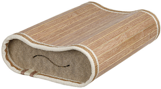 여름 베개 담양골 브라운땅콩우드베개 (경추형), 1개