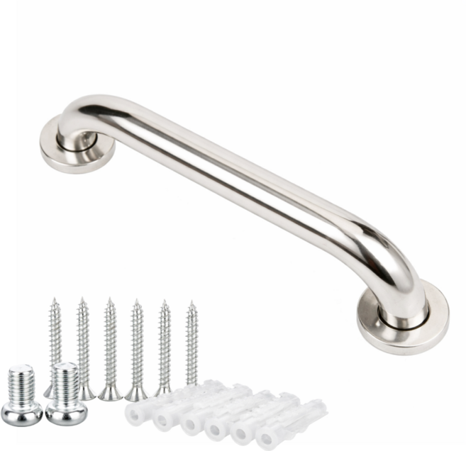스테인리스 욕실 안전바 화장실 손잡이 미끄럼방지 벽부형 보조손잡이, 실버, 1개