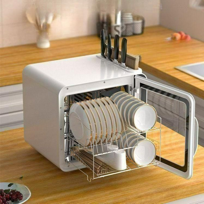 원룸 무설치 소형 식기세척기 1인 가구 식세기 2인, 1. 58L 펄 화이트 (자외선+건조)