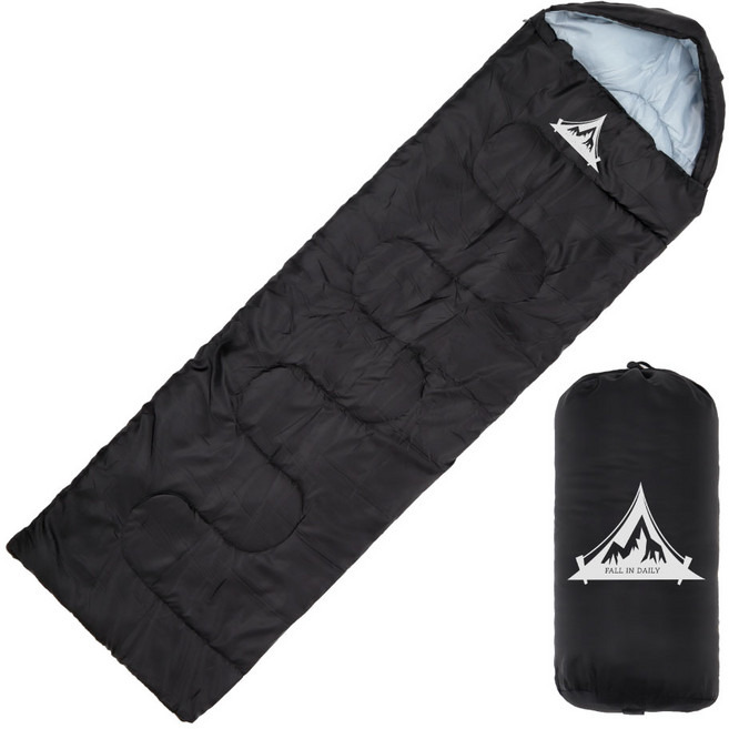 캠핑 침낭 사계절 동계 겨울 백패킹 베이스 슬리핑백 차박 이불, 1개, 블랙