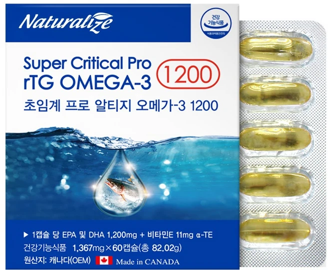 내츄럴랩 초임계 프로 알티지 오메가3 1200, 60정, 1개 - 쿠팡