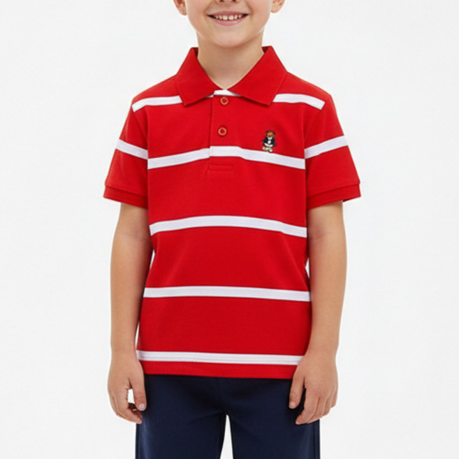 UPPERCUT 아동 반팔 카라티 여름 스트라이프 티셔츠 초등학생 캐릭터 PK티셔츠 반티 단체복 남녀공용