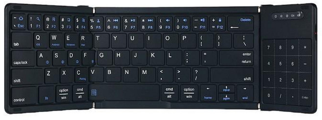 무선 블루투스 접이식 키보드 터치패드 숫자 기능 휴대용 키패드, 기본 모델명/품번, 블랙