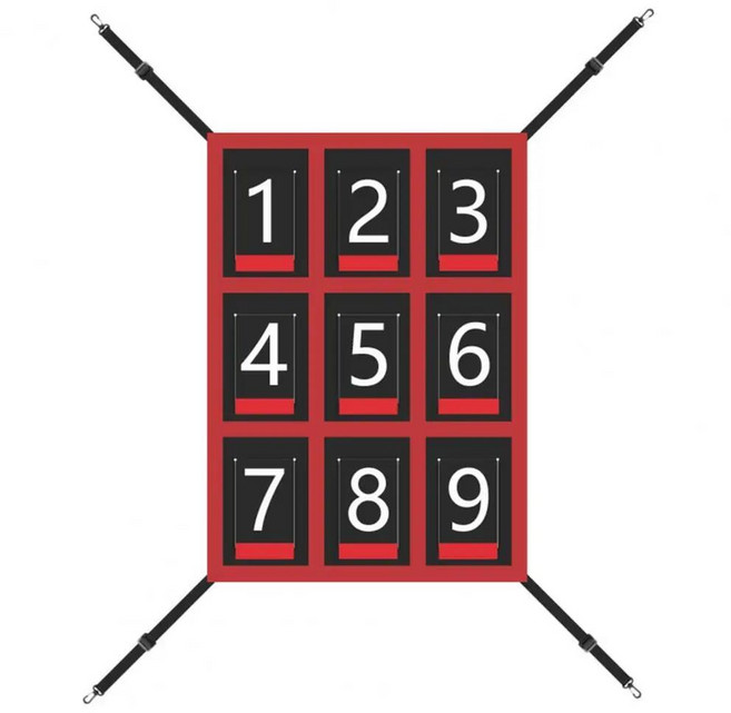 야구 피칭 목표 팀 연습 장비 네트 훈련 홀 번호가 매겨진 스트라이크 존 타겟, 1. 빨간, 1개