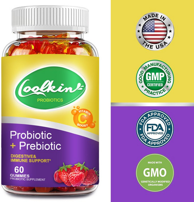 프로바이오틱스 + 프리바이오틱스 - 비타민 C - 장 건강 복부 팽만감 완화 변비, 1개, 100정