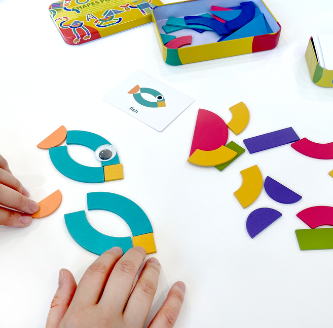 칠교놀이 퍼즐놀이 쉐이프 놀이퍼즐 3종(틴케이스 보관), 레벨3옐로우