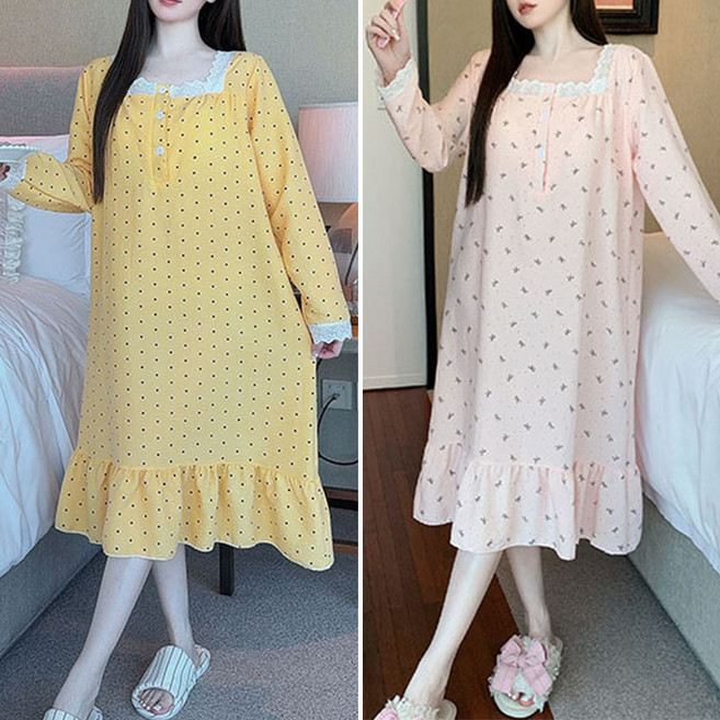 110kg 이 입어도 루즈핏 빅사이즈 롱 원피스 잠옷 러블리 파자마