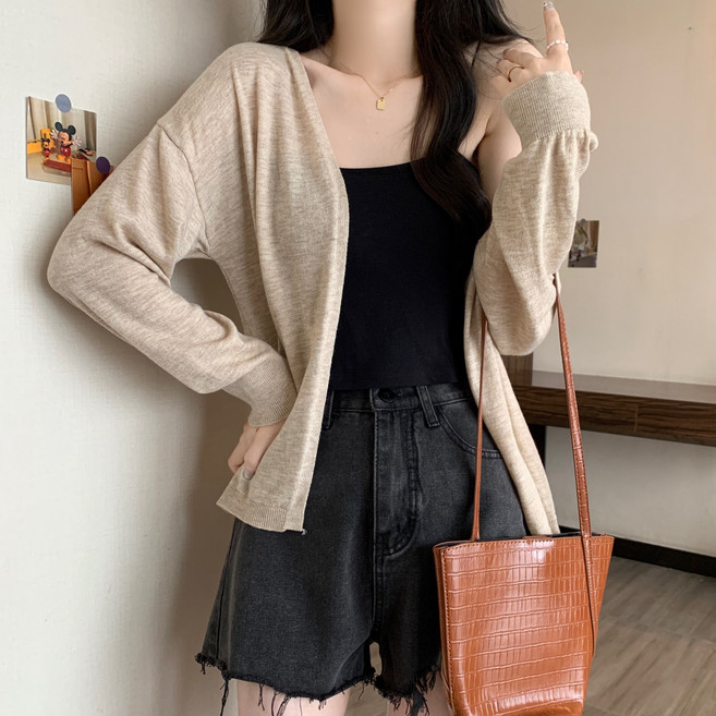쪼예 사계절 여리핏 얇은 니트 긴팔 가디건