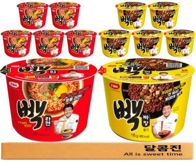 [달콤진] 더본코리아 빽라면컵 + 빽짜장컵 6개씩, 1개