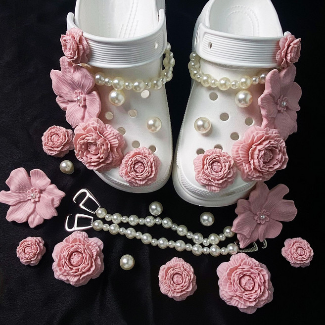適配corss洞洞鞋配飾立體高級感diy鞋飾品鞋釦裝飾釦泡芙花束鞋花