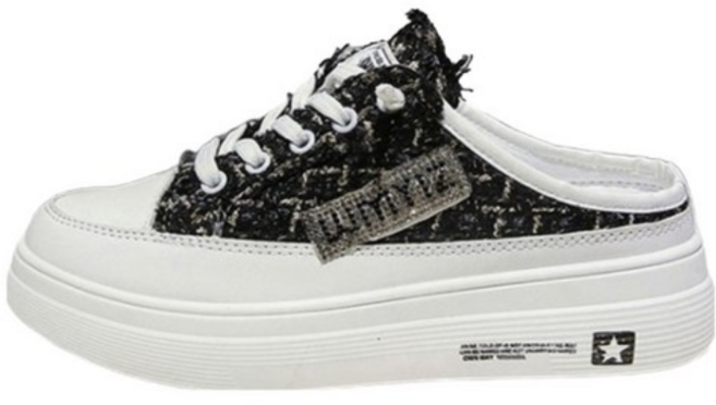 ANYOU 여자 트위드 뮬 슬리퍼 키높이 운동화 발편한 슬립온 데일리 캐주얼 신발