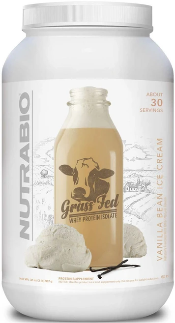 뉴트라바이오 그래스 페드 웨이 프로틴 아이솔레이트 바닐라 빈 아이스 크림, 907g, 1개 - 쿠팡