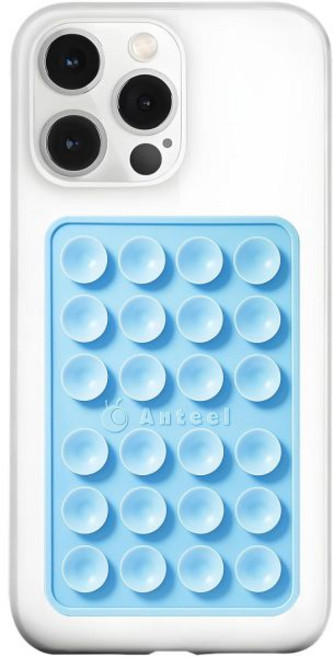 OCTOBUDDY MAX 실리콘 흡입 폰 케이스 접착 마운트 핸즈프리 셀피 및 비디오용 강력한 그립 홀더 내구성 사용하기 쉬운 아이폰 안드로이드 호환 2.″ x 3.″ 분필 핑, Baby Blue, Baby Blue