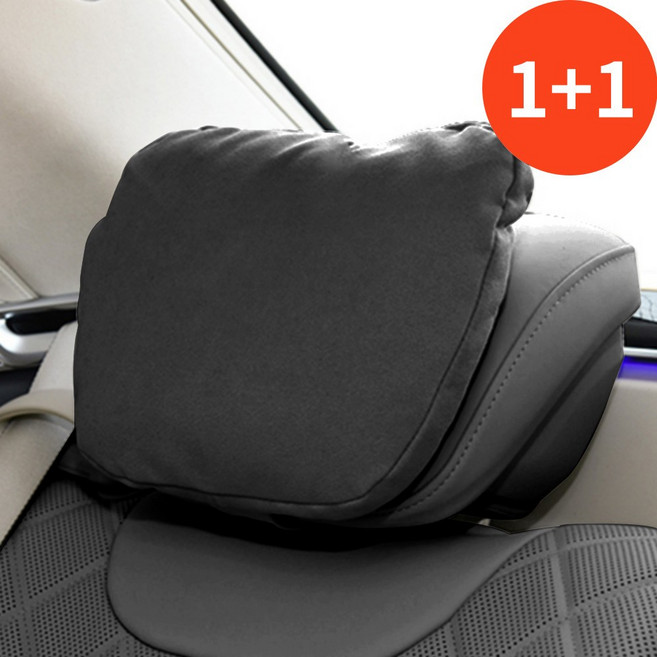 [헤이쇼피아] 순정형 스웨이드 차량용 목쿠션 1+1, 비크블랙, 2개
