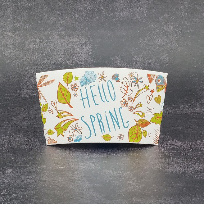 [홀더킹] 10/13온스 모조합지 헬로우 봄 인쇄 컵홀더 (PET컵92파이용), 1세트, 800개