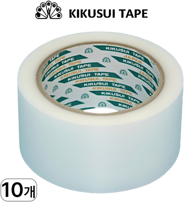 키쿠스이(일본산) 잔사 없는 우벤테이프 보양테이프 양생테이프 50mmX25m 최고급형(반투명), 10개
