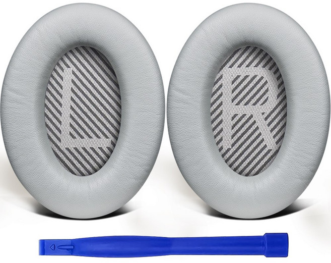 SOULWIT 교체용 양가죽 이어패드-호환 모델 보스 콰이어트컴포트 Bose QuietComfort 35 QC35/QC35 II 헤드폰 소음 차단 폼 두께 추가 1쌍, LS Grey, 1개