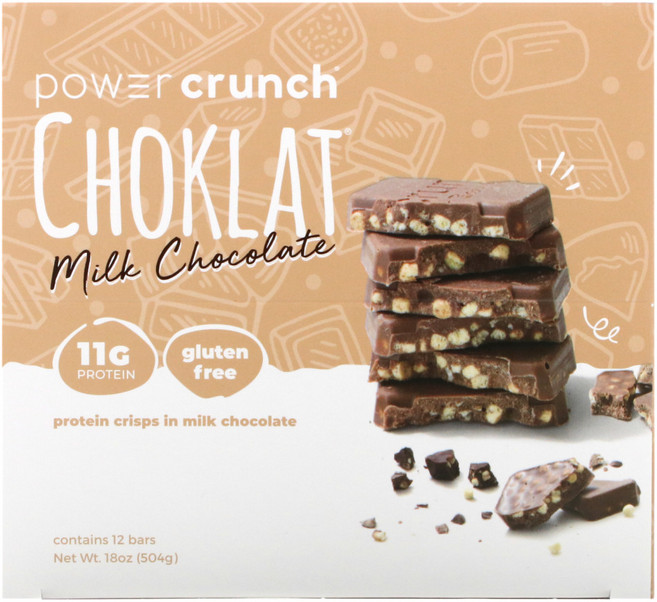 BNRG 파워 크런치 프로틴 에너지 바 Choklat 밀크 초콜릿 12 바 각 1.5 온스 (42 g) 1팩, 1개