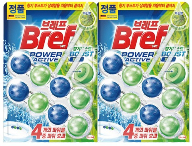 브레프 거치식 변기세정제 파워액티브 파인 포레스트 솔향 2입, 2개, 50g