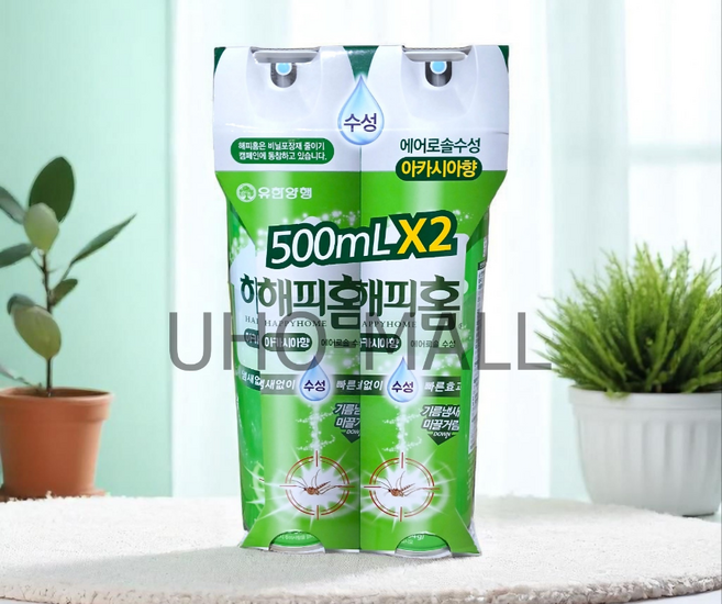 유한양행 해피홈 에어로졸 스프레이 500ml 2개입 아카시아향
