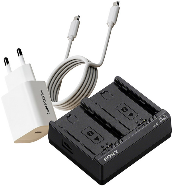 소니 BC-ZD1 FZ100 듀얼 급속충전기 + 전용 어댑터 + 케이블 패키지, 1개