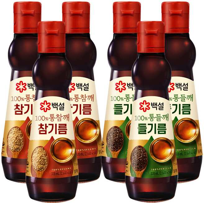 백설 100%통참깨 참기름+ 100%통들깨들기름, 3세트, 320ml