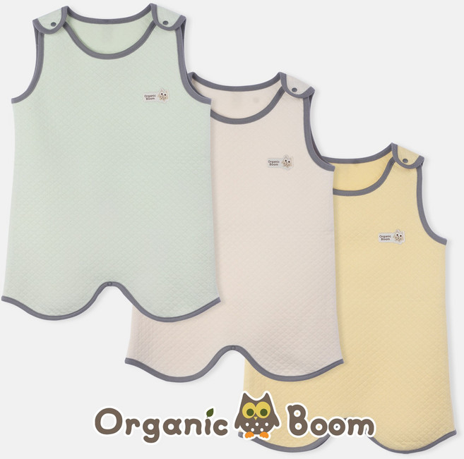 [오가닉붐]착한 유기농 파스텔 삼중지 보온 수면 조끼 신생아 아기 겨울 실내