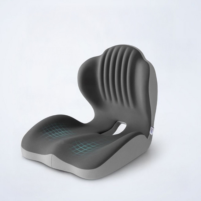 바른자세 메모리폼 등받이쿠션 요추 허리 쿠션, 1개, 그레이