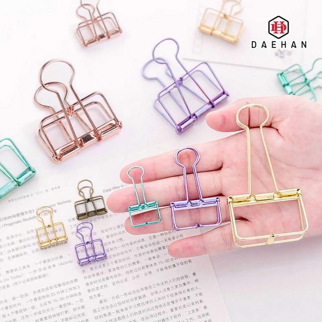 대한 문구 사무용 클립 파일 철 와이어 사각 집게 소 중 대 3사이즈 단품, 와이어 사각집게 그린-중