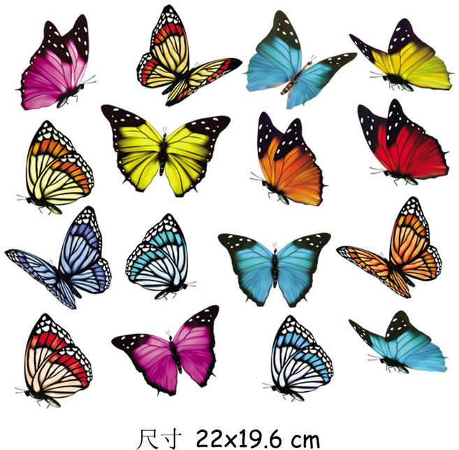 이로나 DTF 패브릭 DIY 나비 열전사 스티커 의류 가방 전용 열전사지, 1세트, 2. 내추럴버터플라이 (15종)