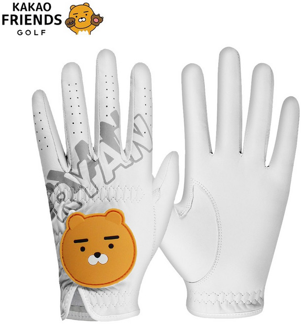 카카오 라이언 천연양피 골프장갑 남성 왼손 오른손, 왼손착용, 1개
