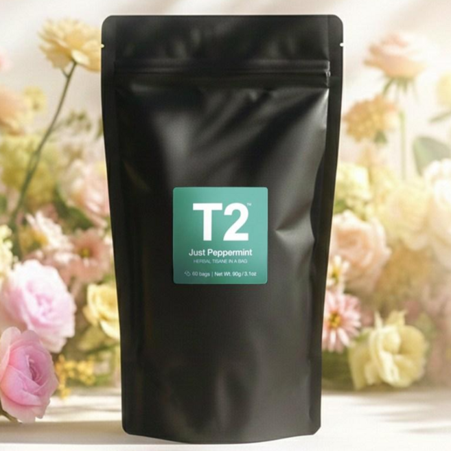 T2 페퍼민트 60티백 지퍼백, 1개, 60개입, 90g
