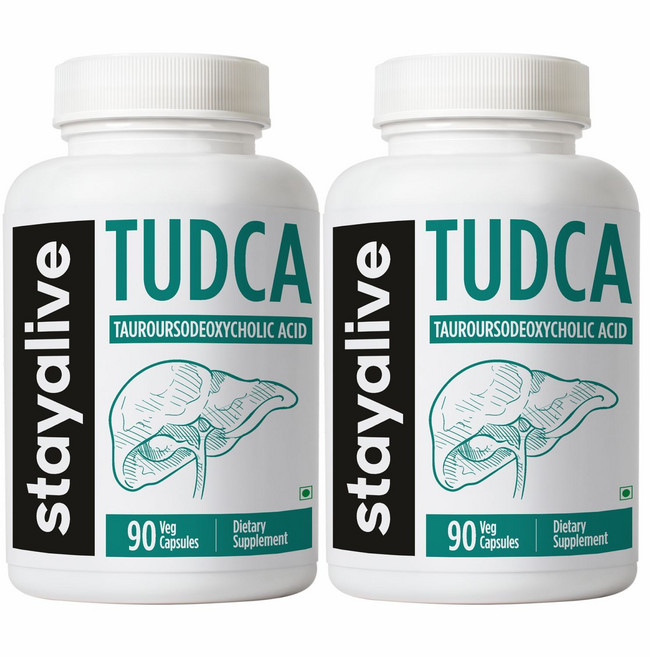 Stayalive 투드카 보충제 500mg 간 지지용 캡슐 90캡슐 비GMO 및 글루텐 프리 타우로소데옥시콜산 캡슐 남녀용, 2개, 90정