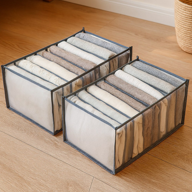 마벨인홈 메쉬 망사 통풍 옷장 수납 구분 보관 옷 정리함 9칸, 2개, 그레이