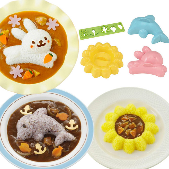 카레라이스 모양틀 세트 토끼 돌고래 꽃모양 데코틀 볶음밥 어린이 밥틀, 1개