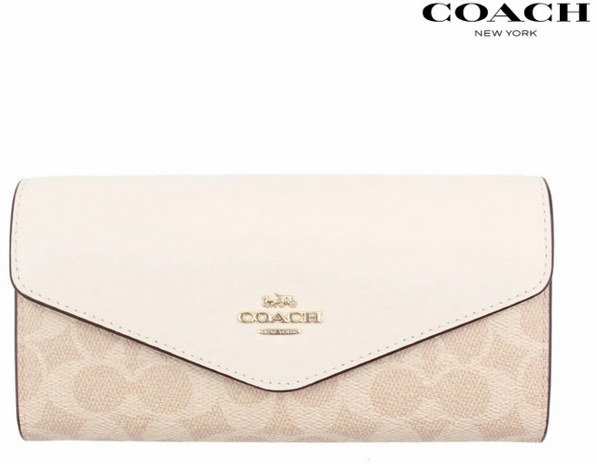 [국내백화점A/S] 코치 장지갑 여성 명품 지갑 똑딱이 엔벨로프 시그니처 가죽지갑