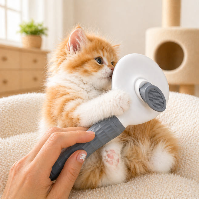 나드리몰 원터치 강아지 털제거 브러쉬, 그레이, 1개