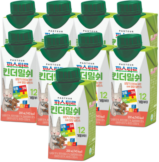 파스퇴르 킨더밀쉬 액상분유 1단계 200ml, 9개