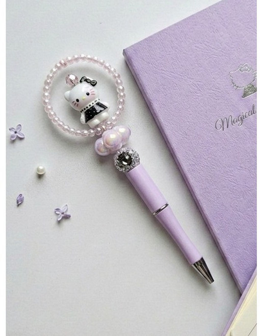 동대문 볼펜꾸미기 완제품, 1개, 구름위에 고양이(보라)