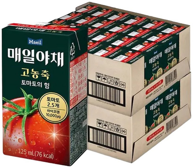 (현대Hmall) 매일야채 고농축 토마토의힘 125mL 48팩, 48개