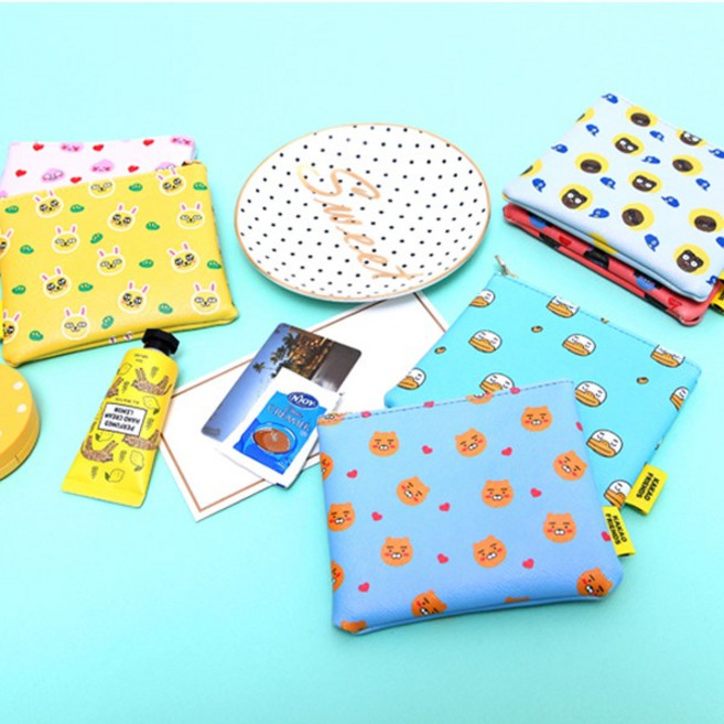 카카오악세사리 카카오프렌즈 사각 동전지갑 미니 캐릭터 파우치-라이언(스카이블루), 색상, 1개