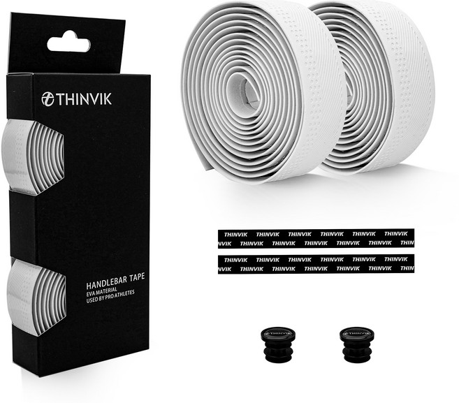 THINVIK 자전거 핸들바 바테이프, 1세트, 듀얼 패턴 화이트