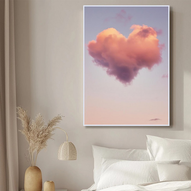 신원액자랜드 러브 그림 사랑 하트 고백 화이트 발렌타인 데이 선물 침실 거실 부엌 아이 자녀 방 카페 포토존 회사 사무실 병원 인테리어 오픈 개업 이사 입주 알루미늄 액자, 05.하늘의마음, 01.A4 (21X29.7cm), 01.무광화이트 알루미늄액자