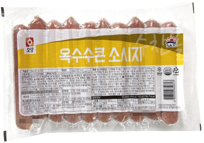 사조오양 옥수수콘 소시지, 5개, 1kg