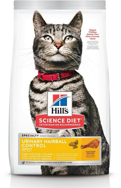 希爾思 Hill's 成貓泌尿道毛球控制 雞肉配方貓飼料 7.03kg, 雞, 1包